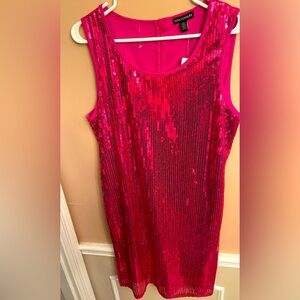 Nina Leonard fuchsia pink Sequin Sheath Dress size L